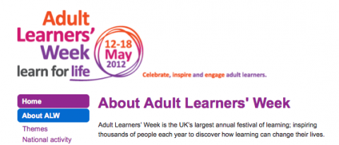 Picture of part of Adult Learner's Week Website