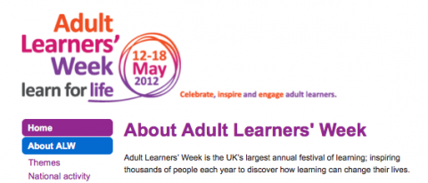 Picture of part of Adult Learner's Week Website Picture of part of Adult Learner's Week Website