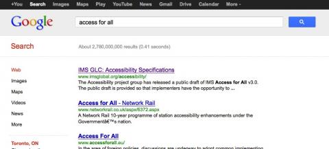 Picture of IMS Accessibility page as the first result on a google search screen